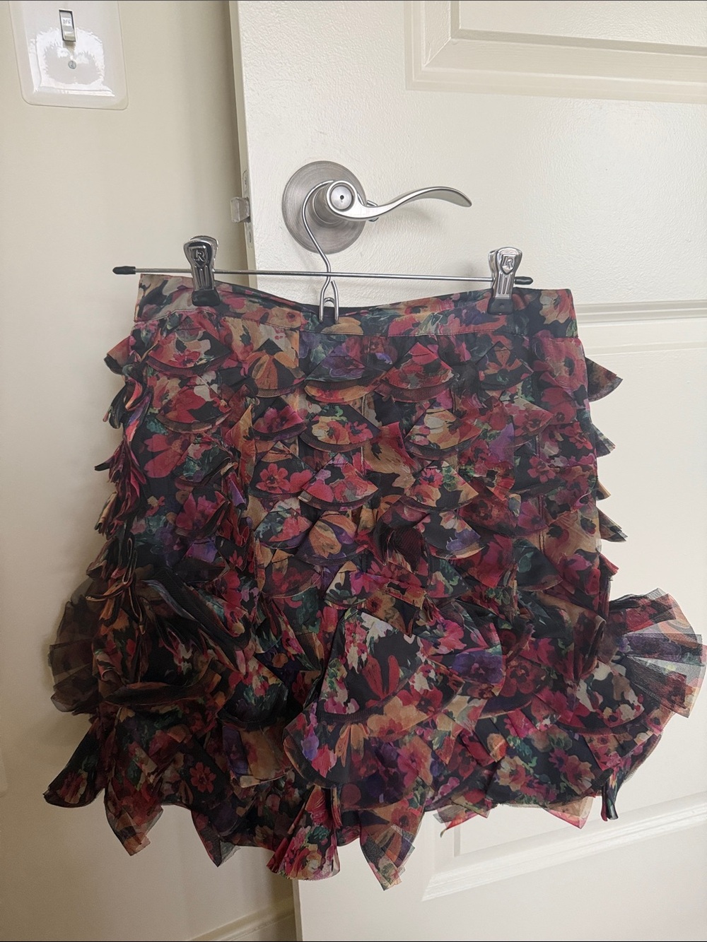 Floral Layered Ruffle Mini Skirt - Multicolor